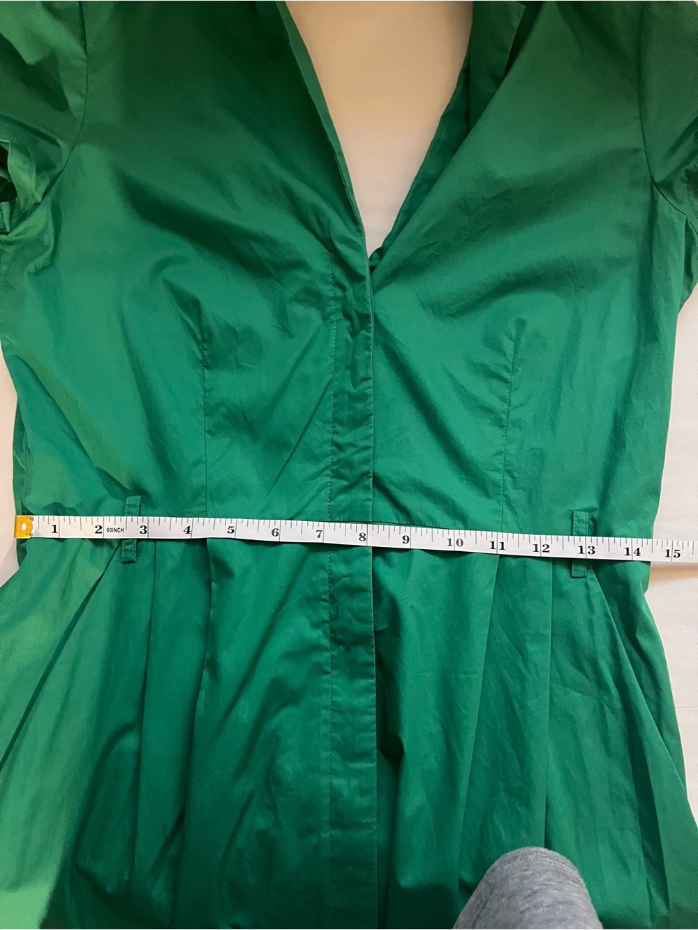 Theory Kelly Green Shiras Dress Poplin Cotton Back Cutout 8 - Picture 11 of 12